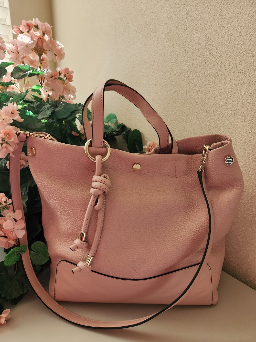 New Vince Camuto Blush Pink Tote Bag with Gold Hardware